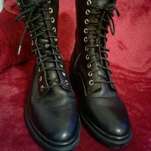 Calvin Klein Black leather Combat Boots size 6